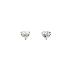 14K/18K White Gold Heart Shaped Lab Grown Diamond Stud Earrings with Martini style setting White Halo