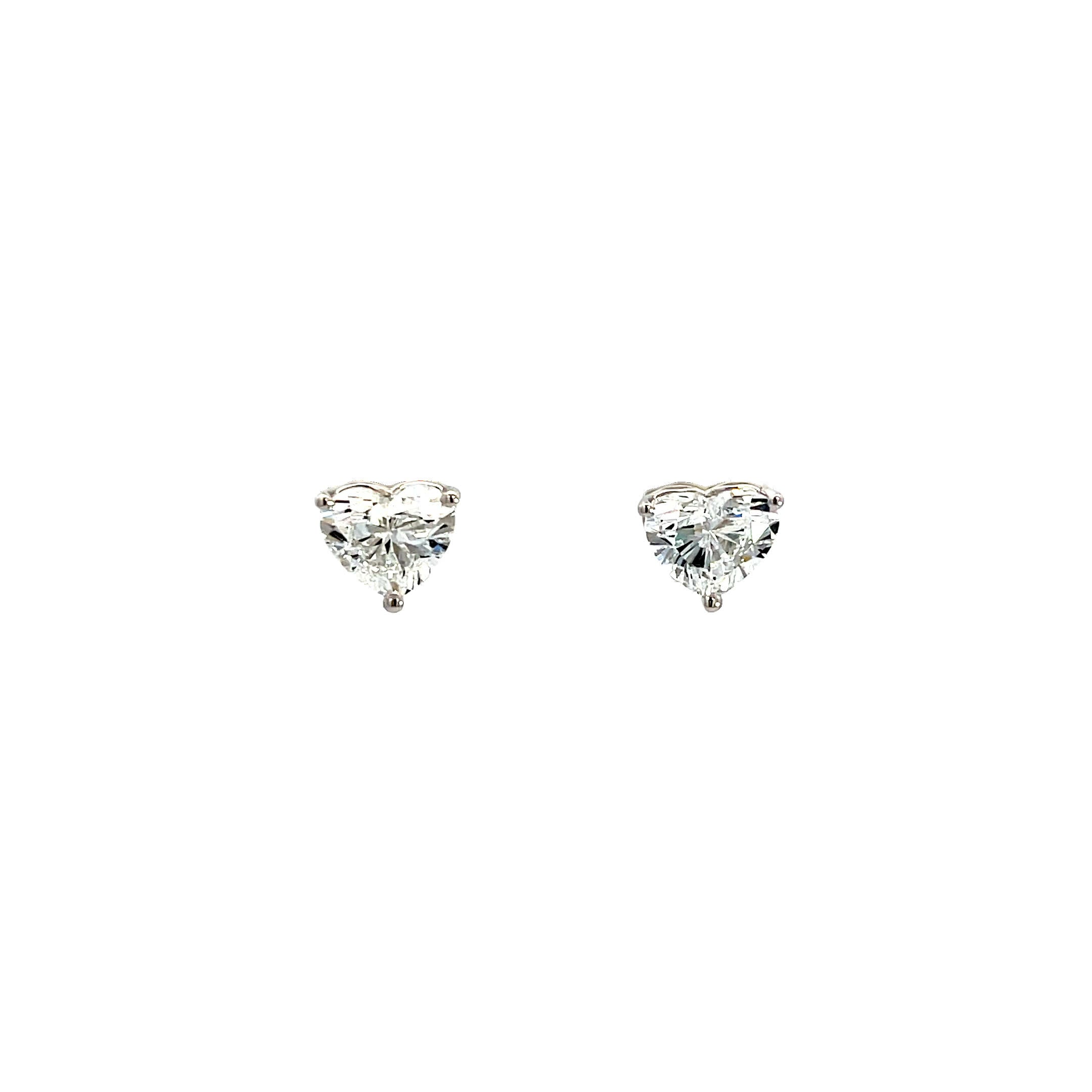 14K/18K White Gold Heart Shaped Lab Grown Diamond Stud Earrings with Martini style setting White Halo