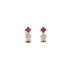 14k Clover Style Rose Gold Latch Back Earrings with 20 Rubies and 10 Diamonds