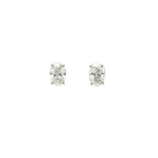 18K/14K White Gold Oval Cut Lab Grown Diamond Stud Earrings with 4 prong Curved Basket style setting White Halo