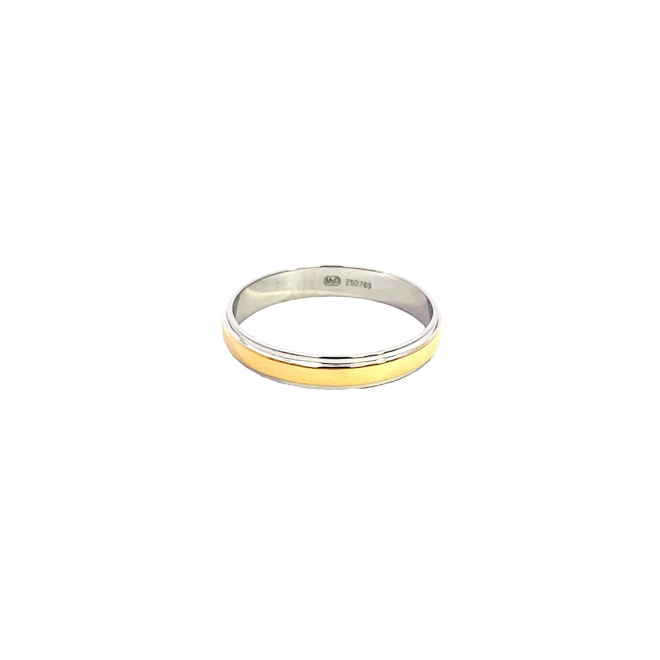 14K Plain Yellow Gold Ring with White Gold Edges