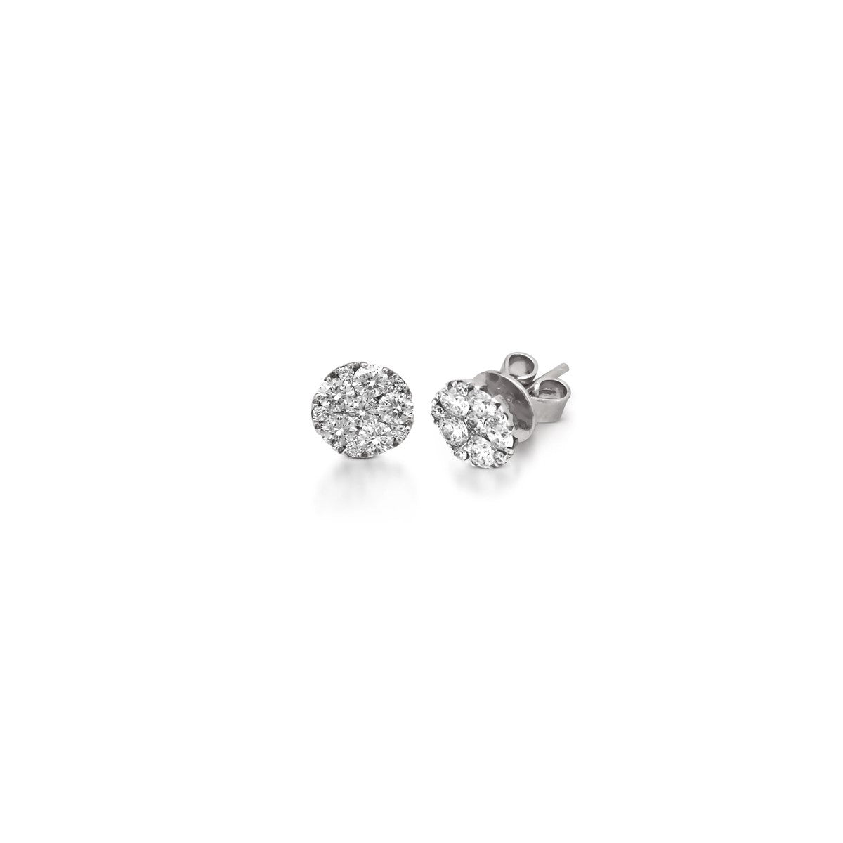 14K White Gold Cluster Stud Earrings with Petal Setting