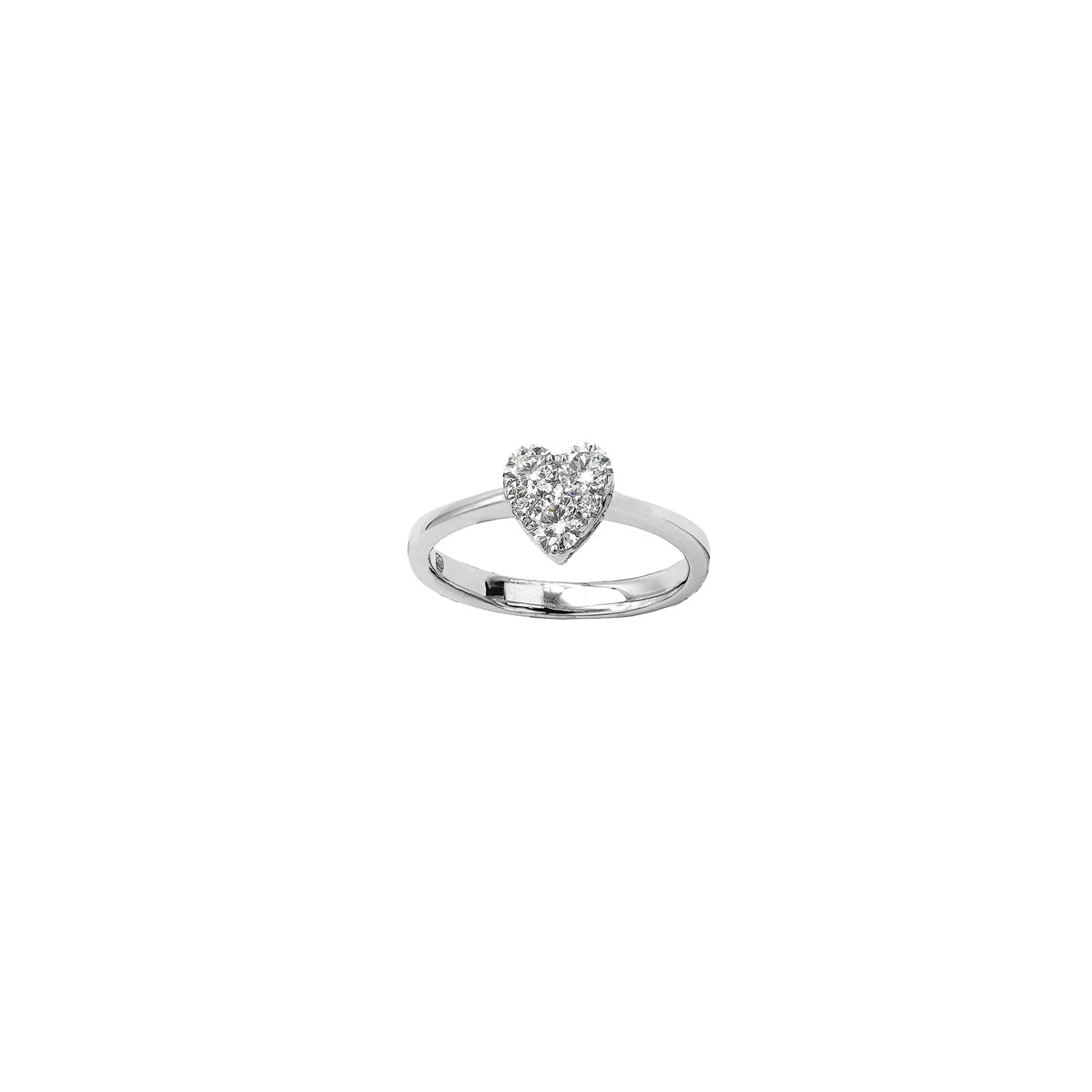 14K White Gold Heart-Shaped Illusion Ring with 6 Diamonds