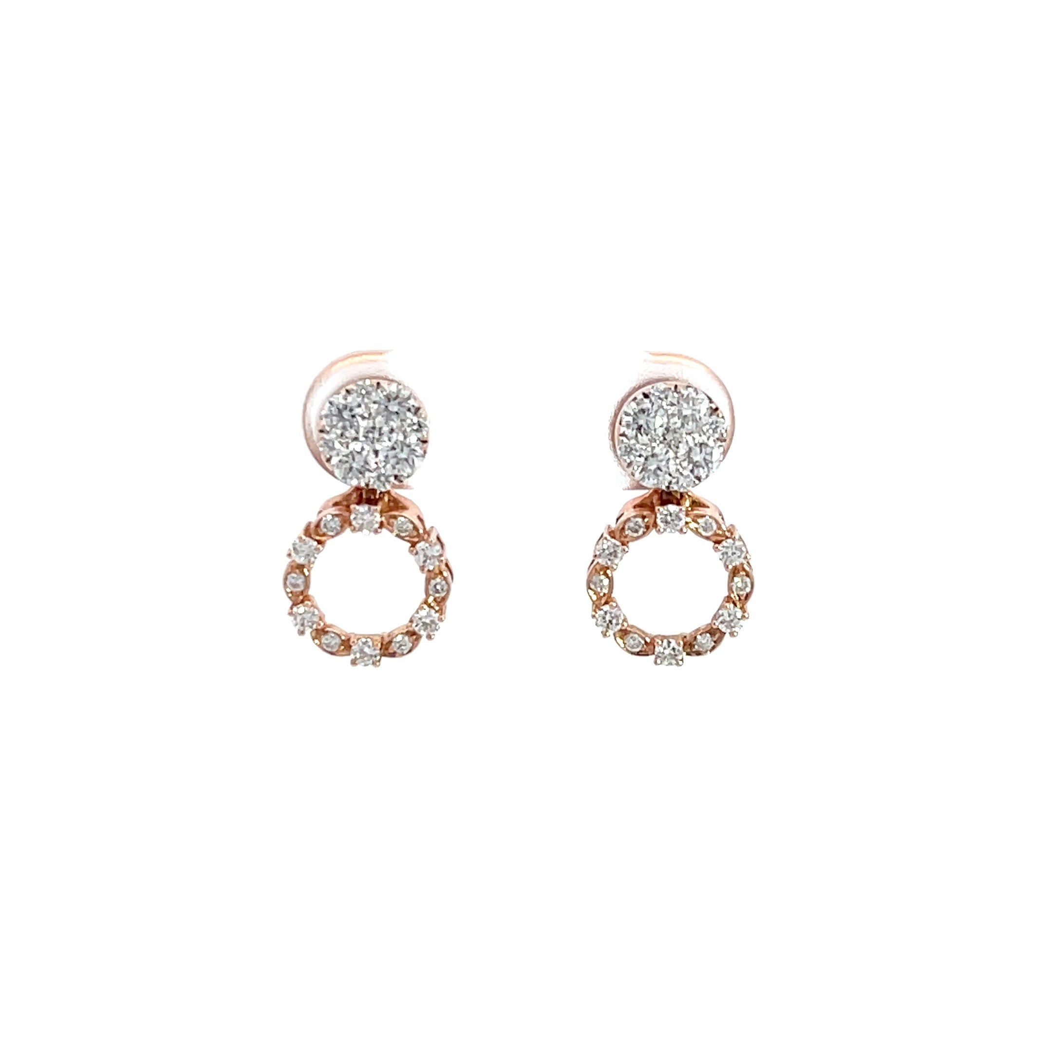 14K Rose Gold Multi-Way Romantic Cluster Illusion Setting with Earrings