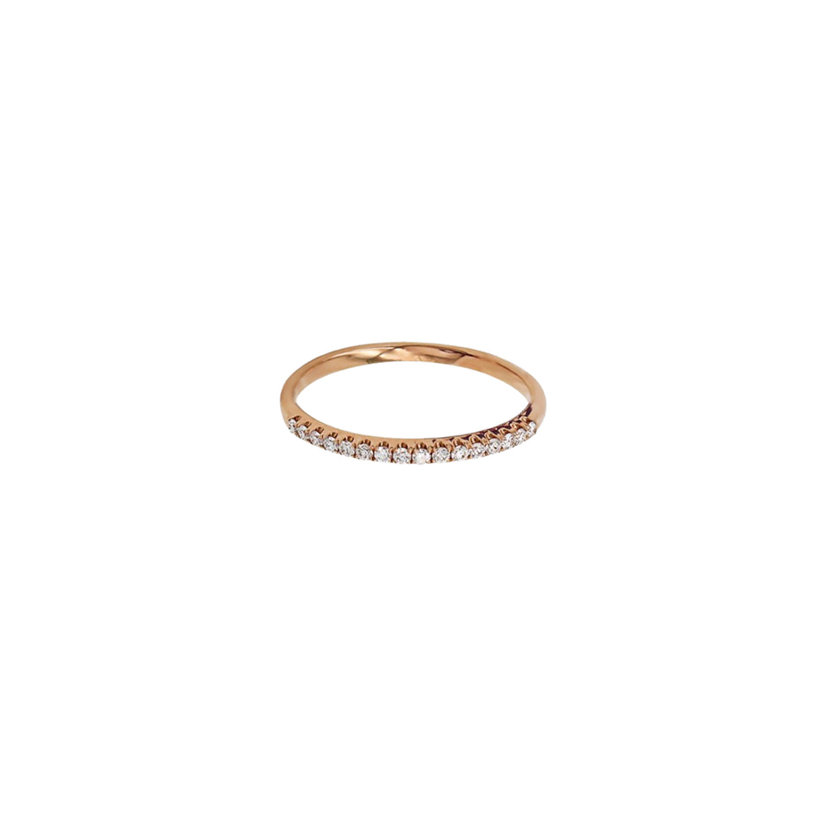 14K Rose Gold Half Eternity Ring with 16 Diamonds