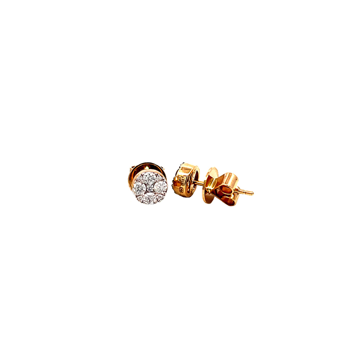 14K Rose Gold Elegant Diamond Stud Earrings