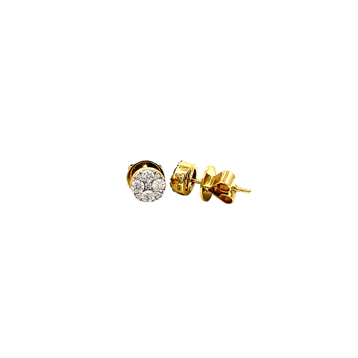 14K Yellow Gold Elegant Diamond Stud Earrings