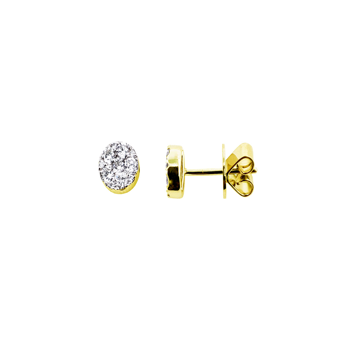 14K Yellow Gold Elegant Diamond Stud Earrings with 22 Diamonds