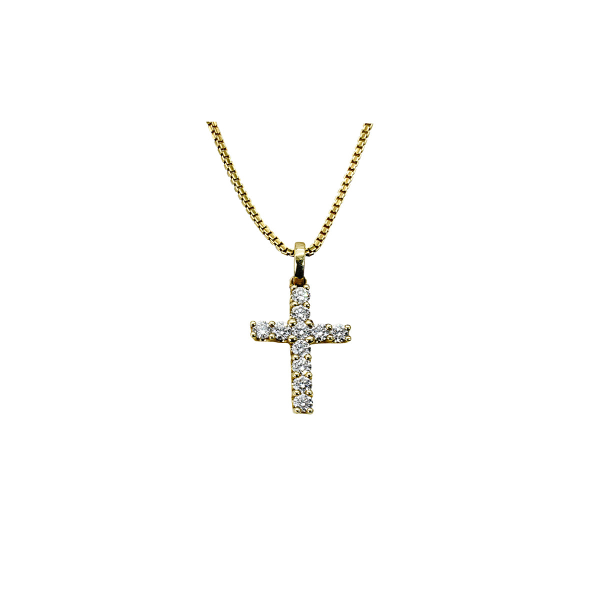 14K Yellow Gold Diamond Cross Pendant with Bale