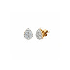 14K Yellow Gold Pear Shaped Illusion Diamond Cluster Stud Earrings