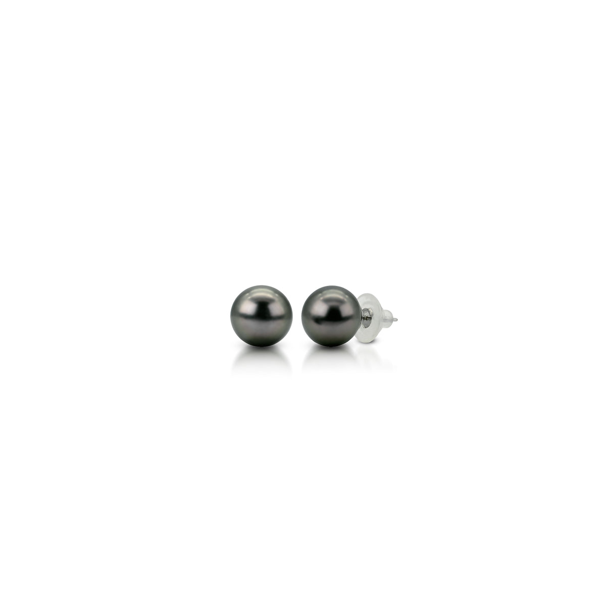 18K White Gold South Sea Black Pearl Solitaire Studs