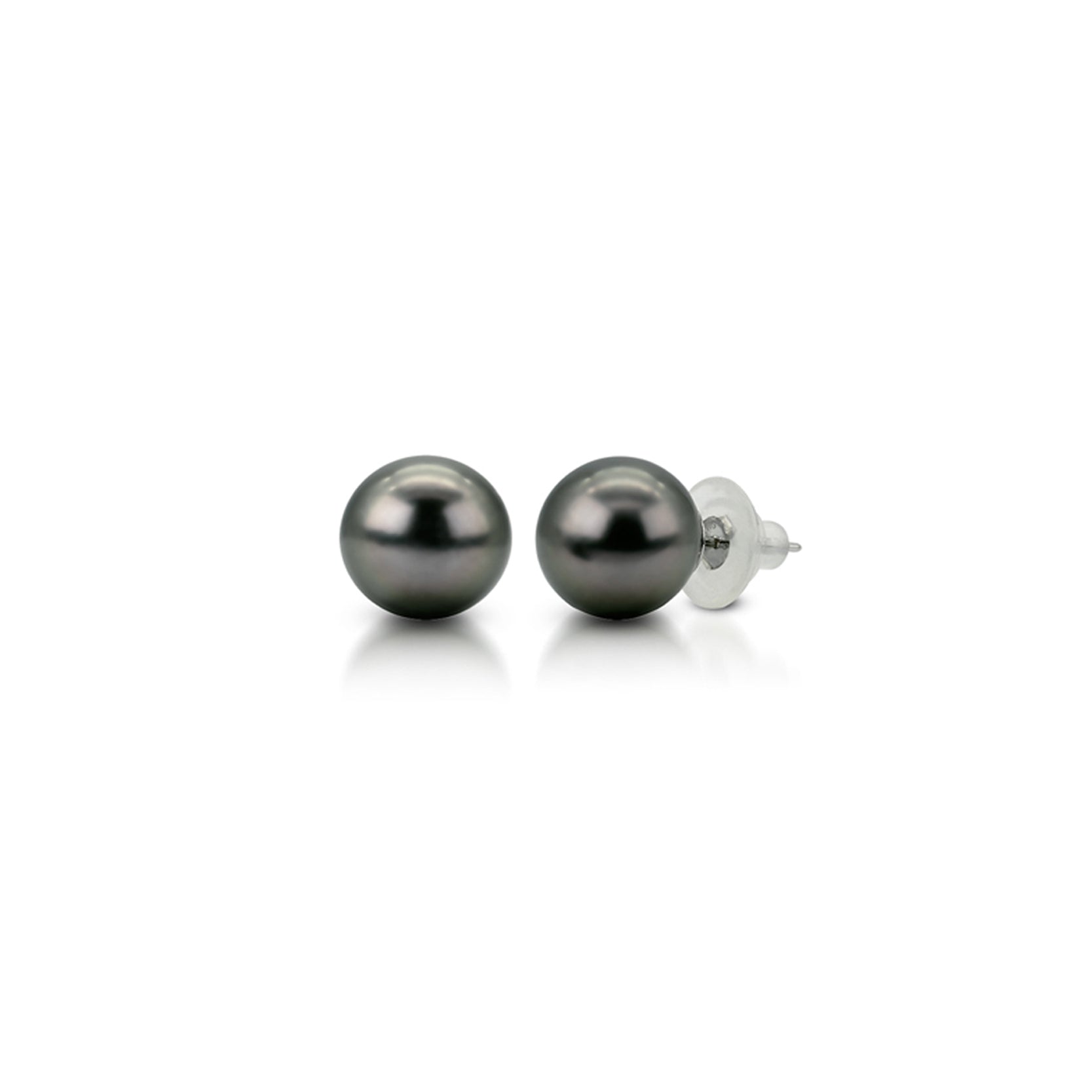 18K White Gold South Sea Black Pearl Solitaire Studs