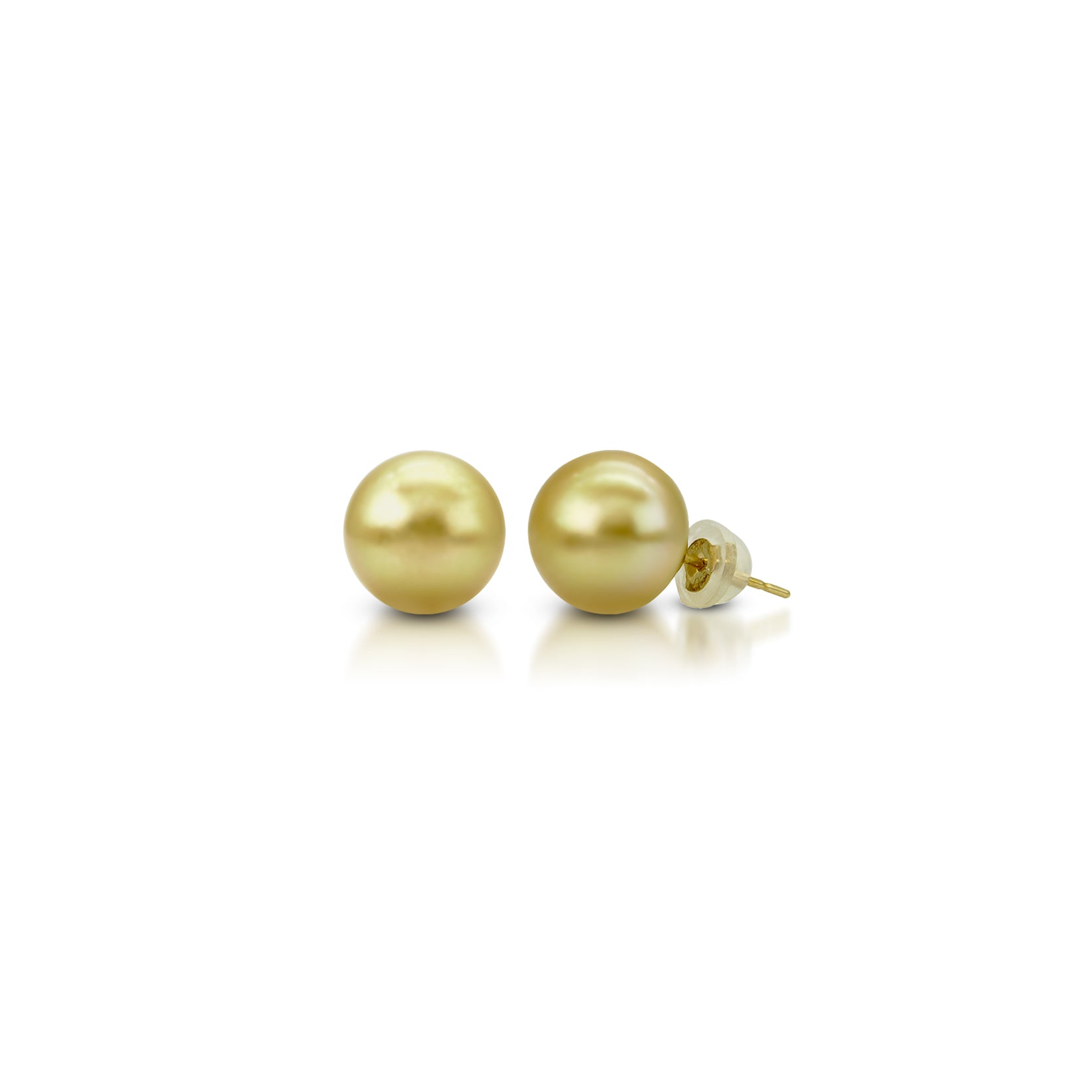 18K Yellow Gold South Sea Solitaire Pearl Studs
