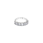 14K White Gold Emerald Cut Illusion Half Eternity Diamond Cluster Ring