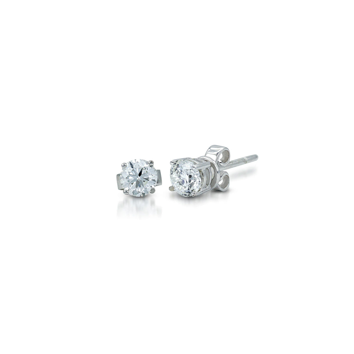 14K White Gold Solitaire Studs