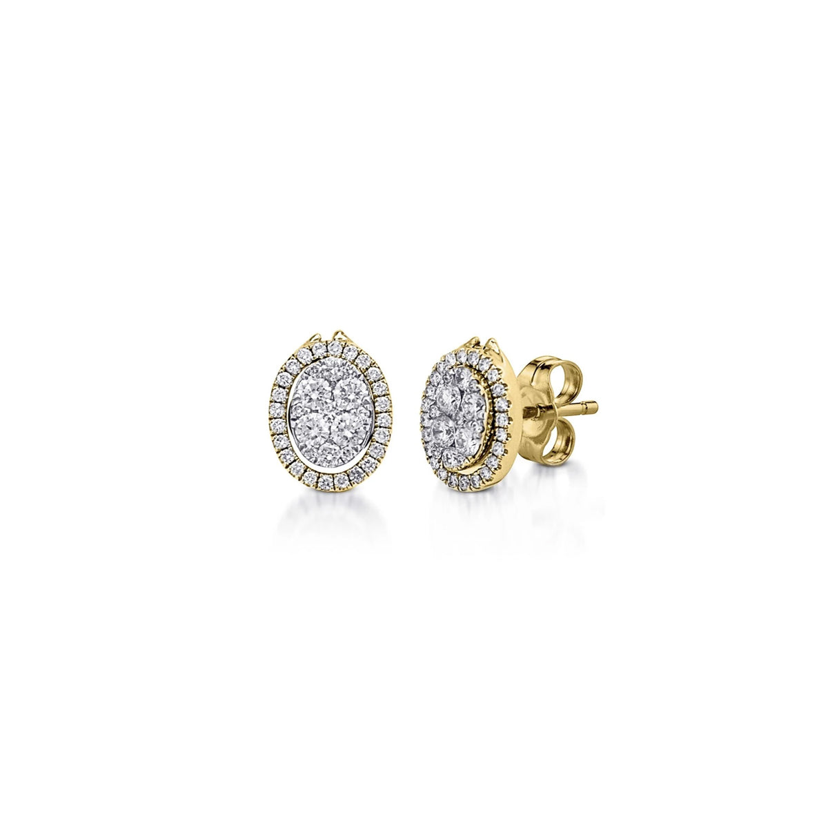 14K Yellow Gold Multi-Way Oval Illusion Diamond Earrings