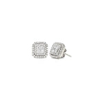 14K White Gold Multi-Way Cushion Illusion Diamond Earrings