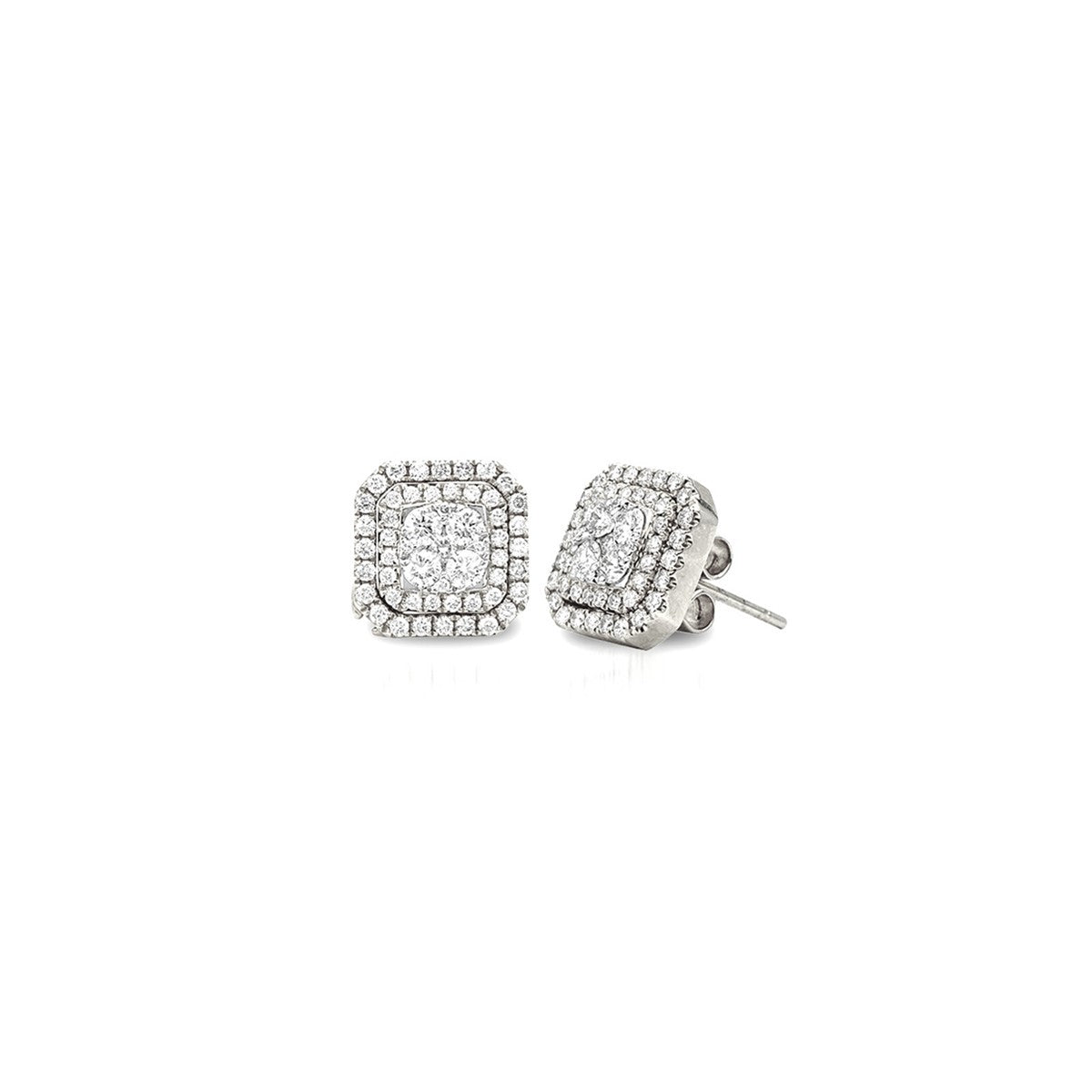 14K White Gold Multi-Way Cushion Illusion Diamond Earrings
