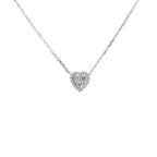 14K White Gold Double Heart Pendant with 27 Diamonds
