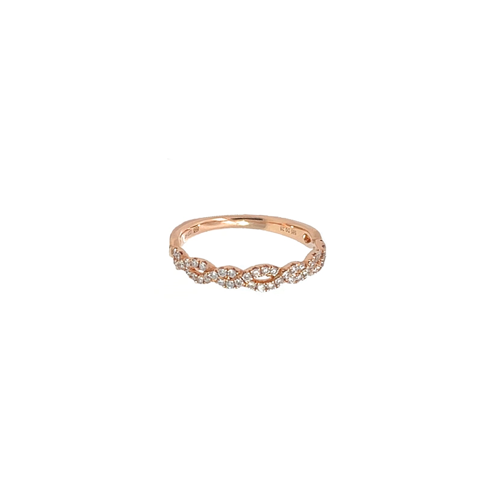 14K Rose Gold Half Infinity Style Band with 44 Diamonds