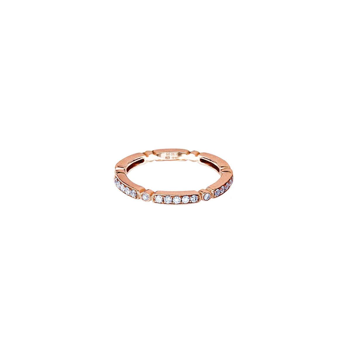 14K Rose Gold Geometric Eternity Diamond Ring with Migrain Detailing