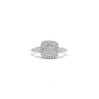 14K White Gold Square Halo Illusion Ring with 33 Diamonds