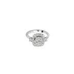 14K White Gold Square Halo Illusion Ring with 33 Diamonds