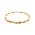 14K Yellow Gold Marquise Beaded Bangle with 11 Diamonds