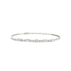 14K White Gold Geometric Bar and Chain Bracelet with 19 Diamonds