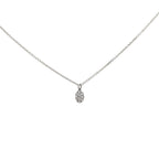 14K White Gold Oval Pendant Necklace with 11 Diamonds