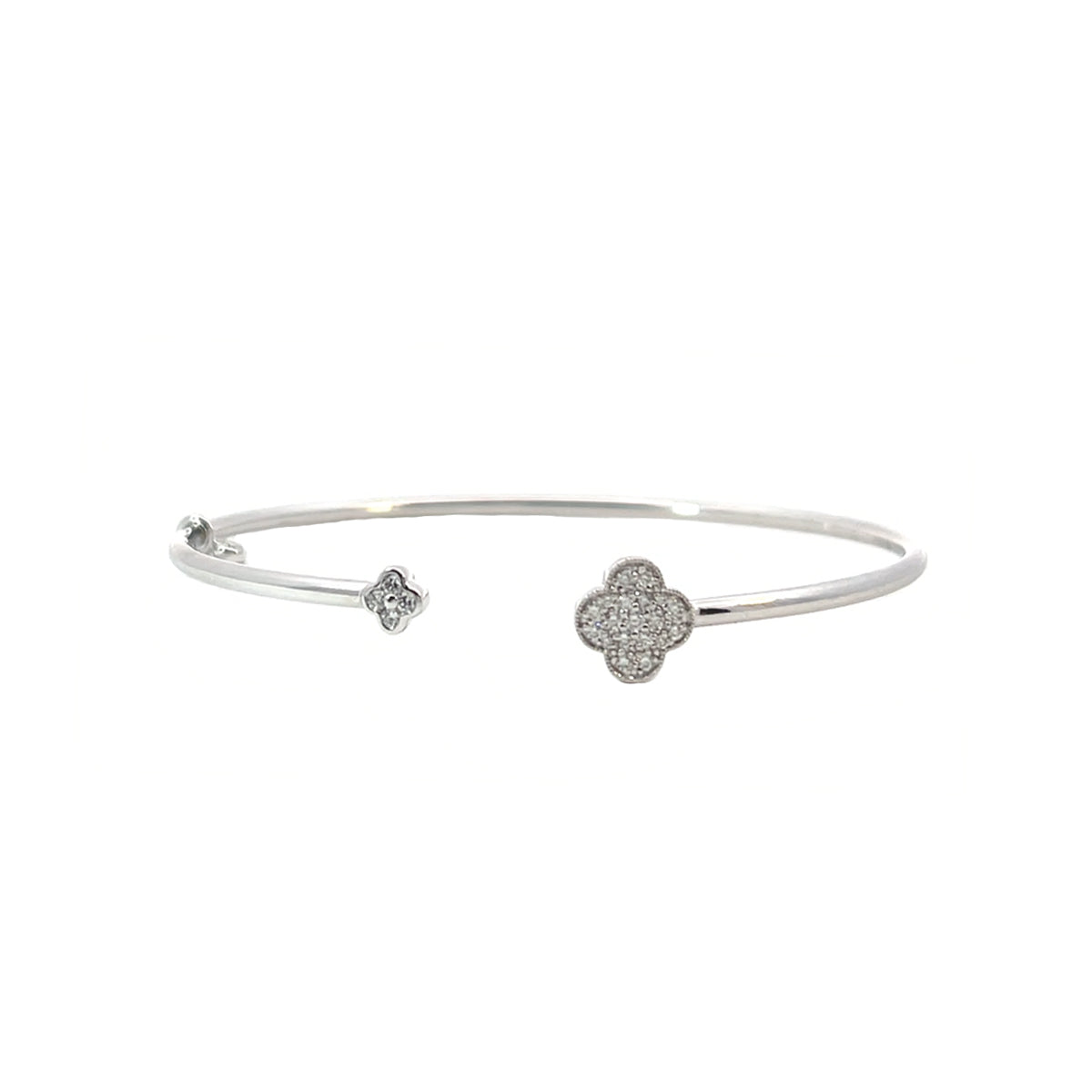 14K White Gold Open Floral Bangle with 24 Diamonds