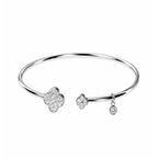 14K White Gold Open Floral Bangle with 24 Diamonds