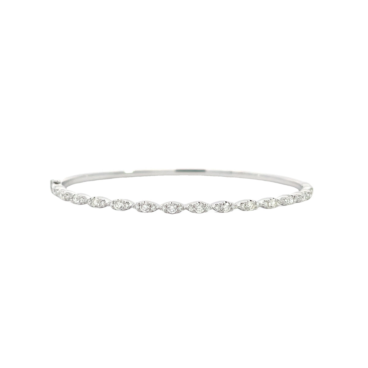 14K White Gold Half Eternity Marquise Bangle with 45 Diamonds