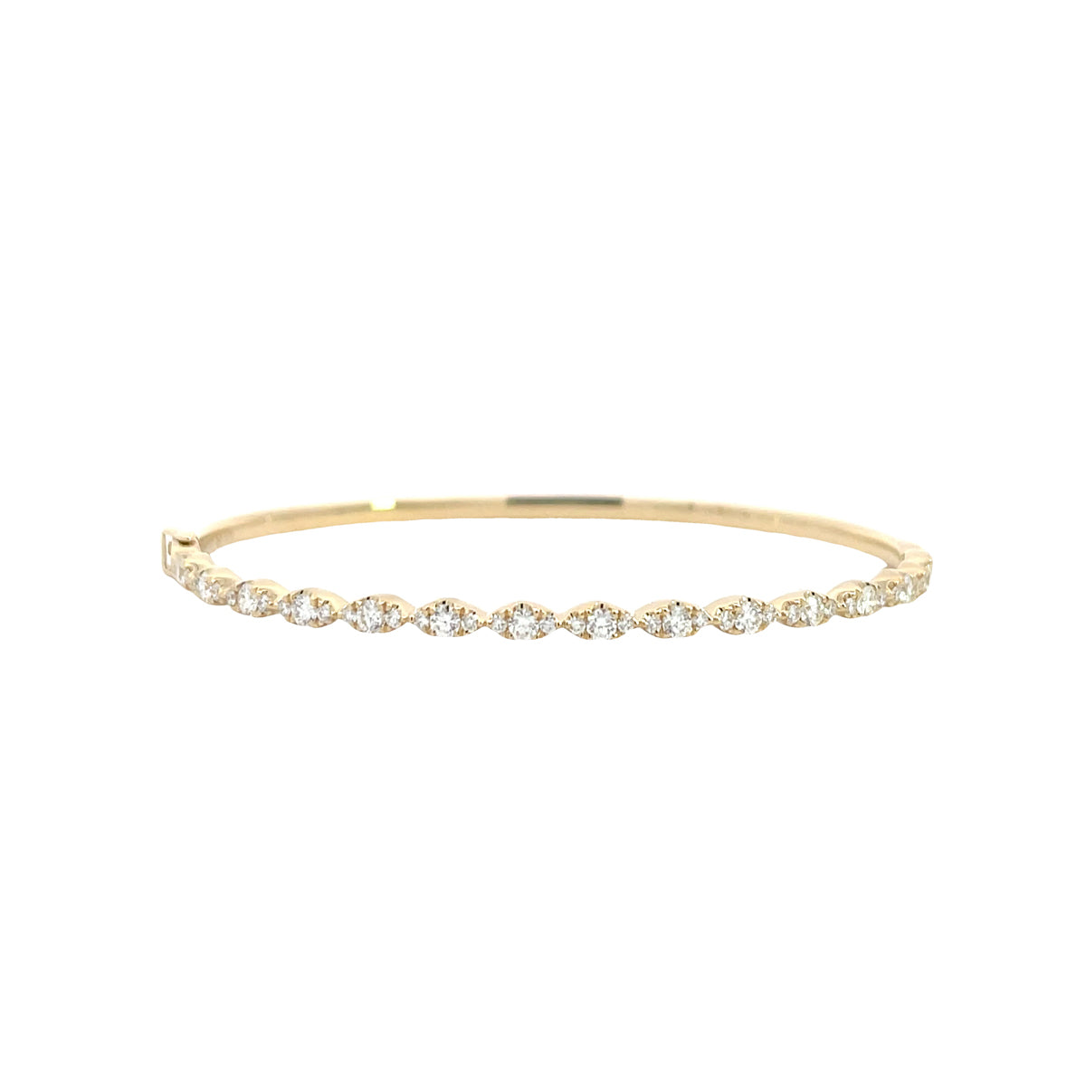 14K Yellow Gold Half Eternity Marquise Bangle with 45 Diamonds