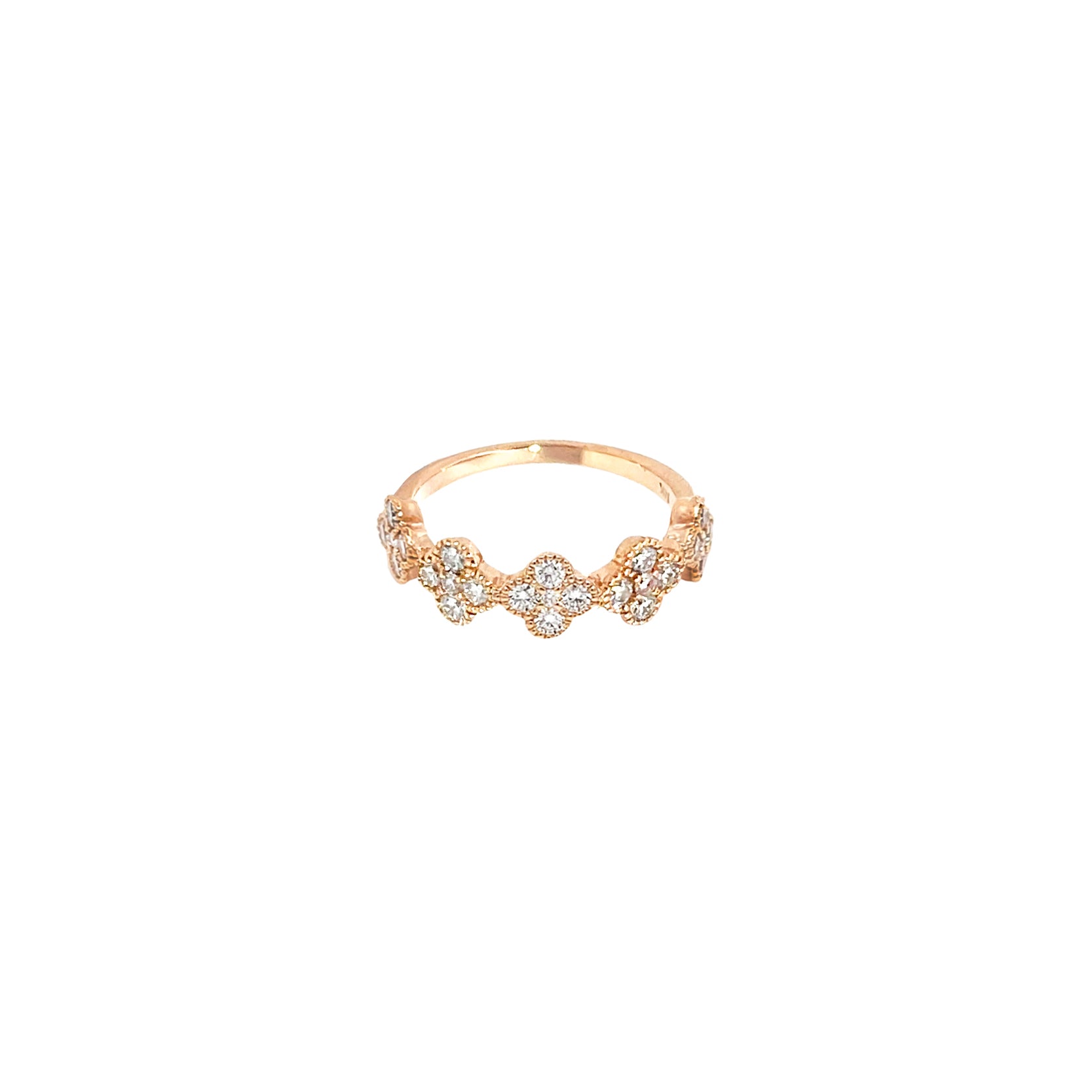 14K Rose Gold Diamond Clover Cluster Half-Eternity Ring