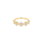 14K Yellow Gold Diamond Clover Cluster Half-Eternity Ring