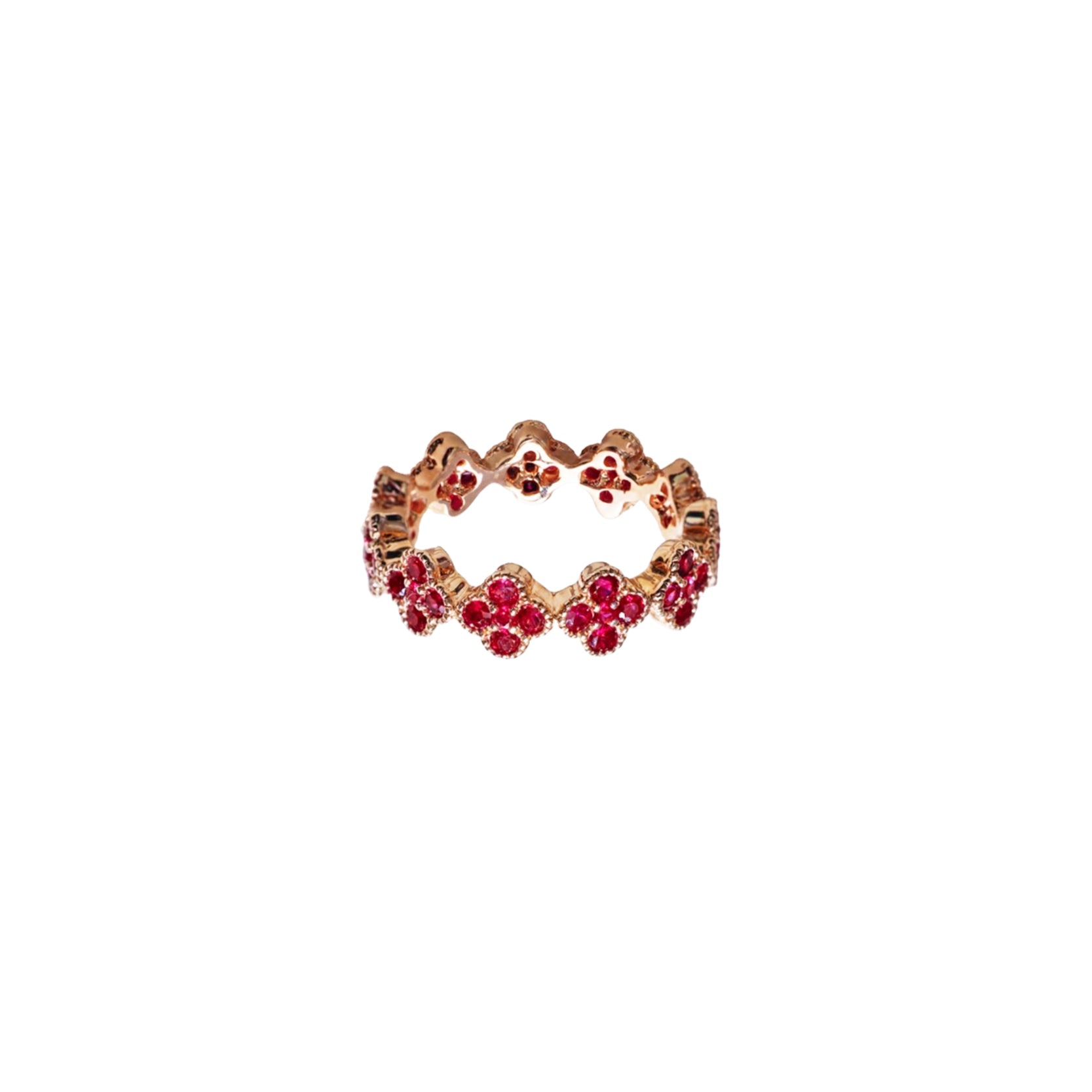 Floral 14K Rose Gold Ruby Eternity Ring