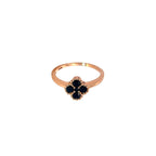 14K Rose Gold Ring with Black Diamond Clover Cluster