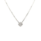 14K White Gold Diamond Clover Cluster Pendant Necklace with Milgrain Detailing