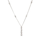 14K White Gold Tiered Diamond Teardrop Pendant Necklace
