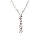 14K White Gold Tiered Diamond Teardrop Pendant Necklace