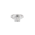 14K White Gold Lab Grown Diamond Ring with Emerald Cut Center stone and Pear Shaped Side Stones