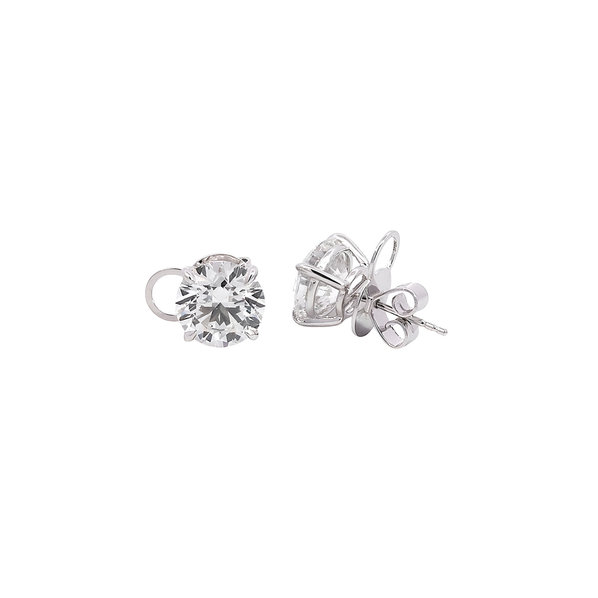 14K White Gold Round Lab Grown Diamond Stud Earrings