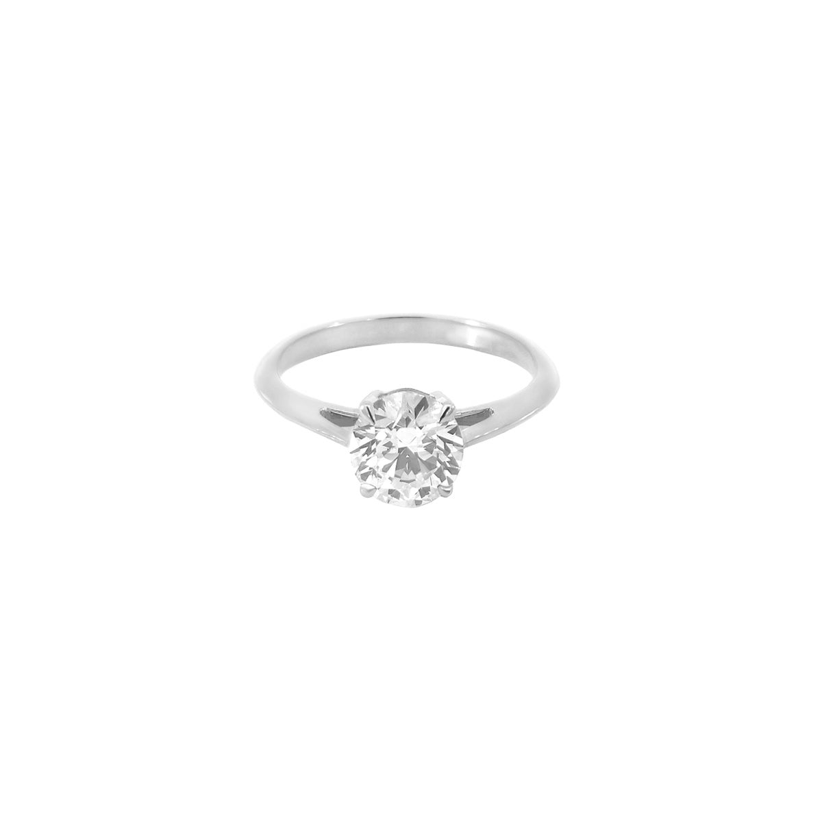 14K White Gold Lab Grown Diamond Solitaire Ring with Claw Prongs and Cathedral Setting