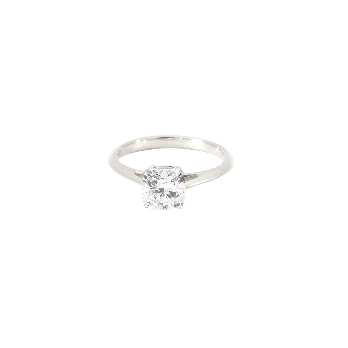 14K White Gold Lab Grown Cushion Cut Solitaire Diamond Ring