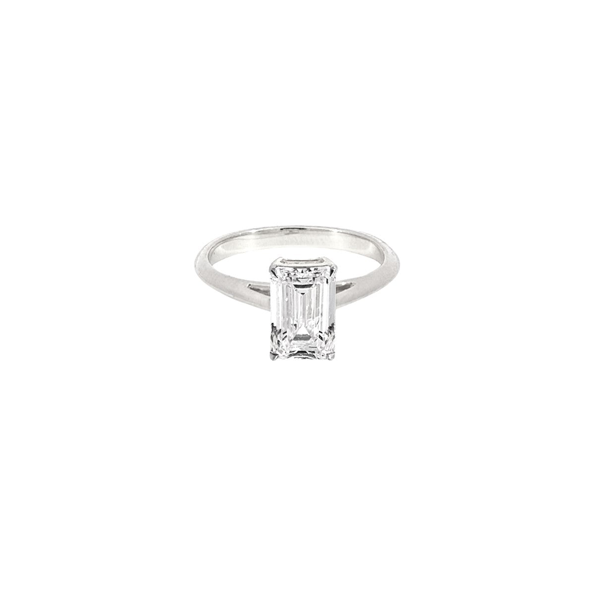 14K White Gold Lab Grown Emerald Cut Diamond Solitaire Ring
