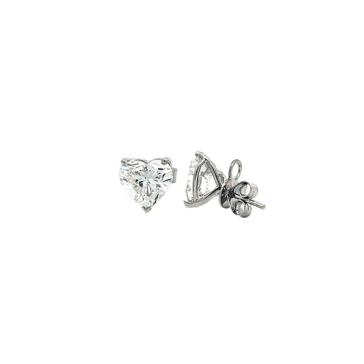 14K/18K White Gold Heart Shaped Lab Grown Diamond Stud Earrings with Martini style setting White Halo