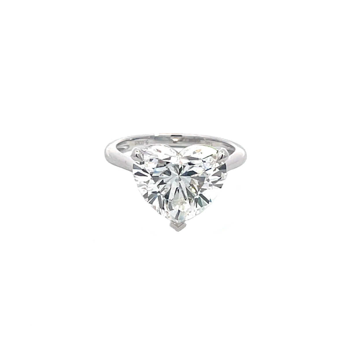 14K White Gold Lab Grown Heart Shaped Diamond Solitaire Ring