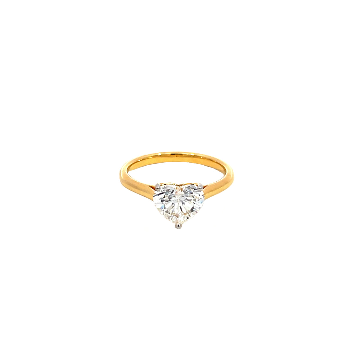 14K Yellow Gold Lab Grown Heart Shaped Diamond Solitaire Ring