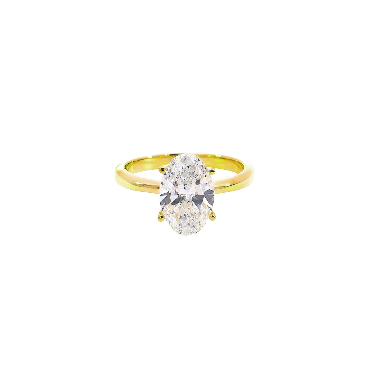18K Yellow Gold Lab Grown Oval Cut Diamond Solitaire Ring